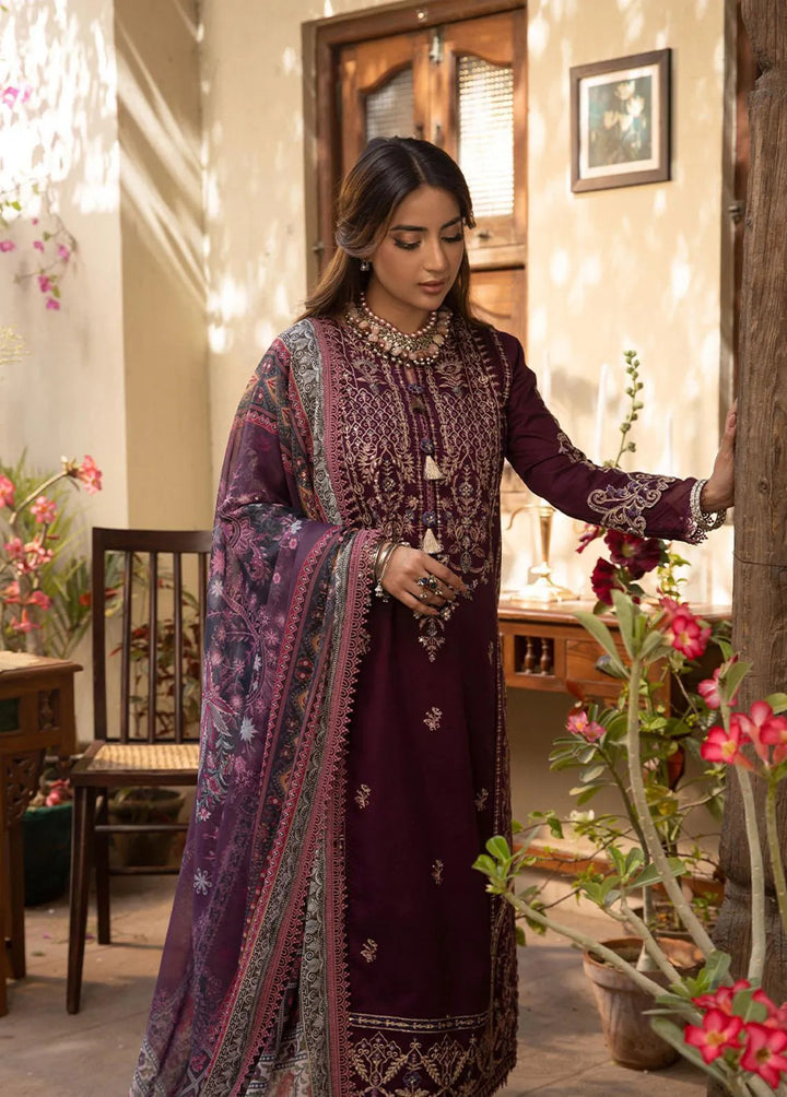 Zarq Barq By Asim Jofa Embroidered Cambric Unstitched Suit 3 Piece AJ23ZB AJZB-02 - Eid Collection
