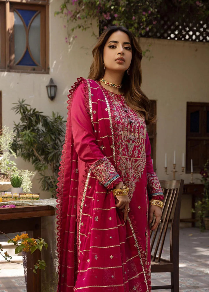 Zarq Barq By Asim Jofa Embroidered Cambric Unstitched Suit 3 Piece AJ23ZB AJZB-04 - Eid Collection