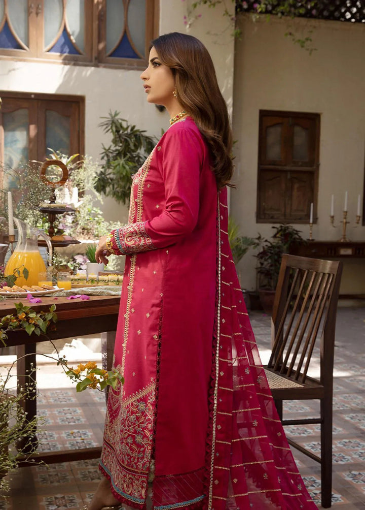 Zarq Barq By Asim Jofa Embroidered Cambric Unstitched Suit 3 Piece AJ23ZB AJZB-04 - Eid Collection