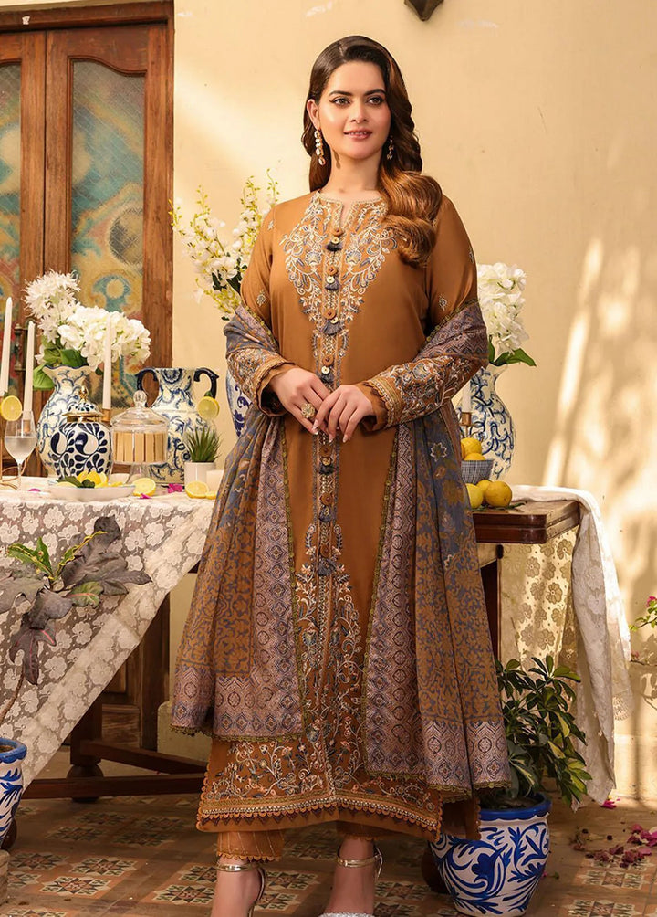 Zarq Barq By Asim Jofa Embroidered Cambric Unstitched Suit 3 Piece AJ23ZB AJZB-05 - Eid Collection