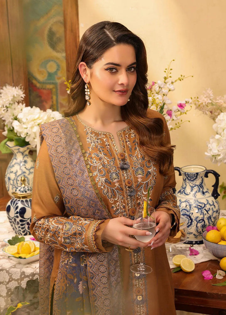 Zarq Barq By Asim Jofa Embroidered Cambric Unstitched Suit 3 Piece AJ23ZB AJZB-05 - Eid Collection