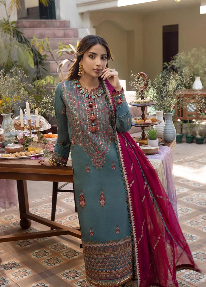 Zarq Barq By Asim Jofa Embroidered Cambric Unstitched Suit 3 Piece AJ23ZB AJZB-06 - Eid Collection
