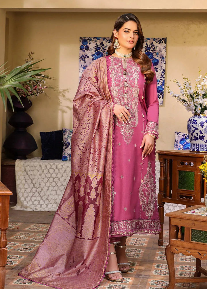 Zarq Barq By Asim Jofa Embroidered Cambric Unstitched Suit 3 Piece AJ23ZB AJZB-07 - Eid Collection