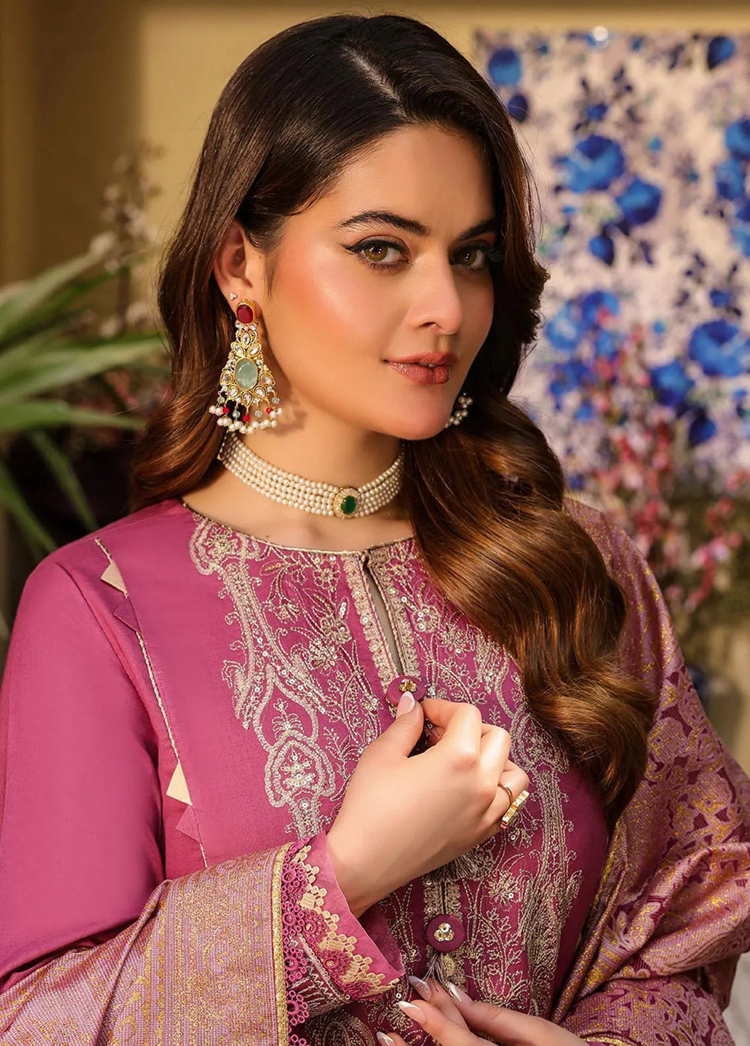 Zarq Barq By Asim Jofa Embroidered Cambric Unstitched Suit 3 Piece AJ23ZB AJZB-07 - Eid Collection