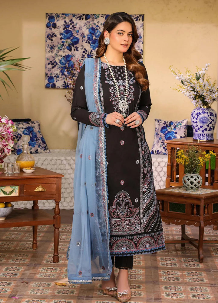 Zarq Barq By Asim Jofa Embroidered Cambric Unstitched Suit 3 Piece AJ23ZB AJZB-09 - Eid Collection
