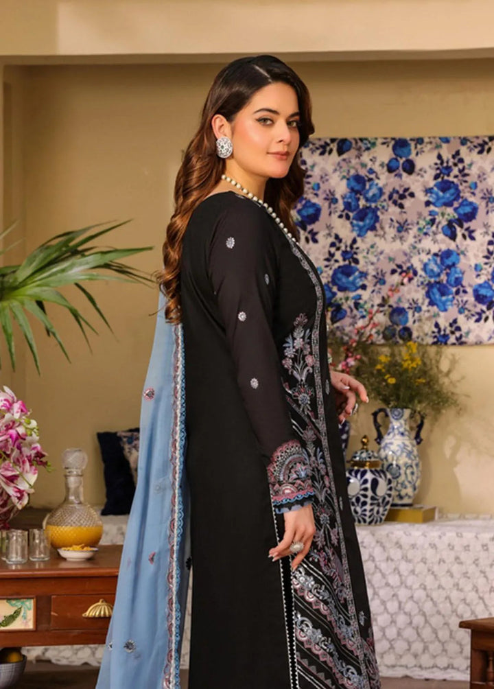 Zarq Barq By Asim Jofa Embroidered Cambric Unstitched Suit 3 Piece AJ23ZB AJZB-09 - Eid Collection