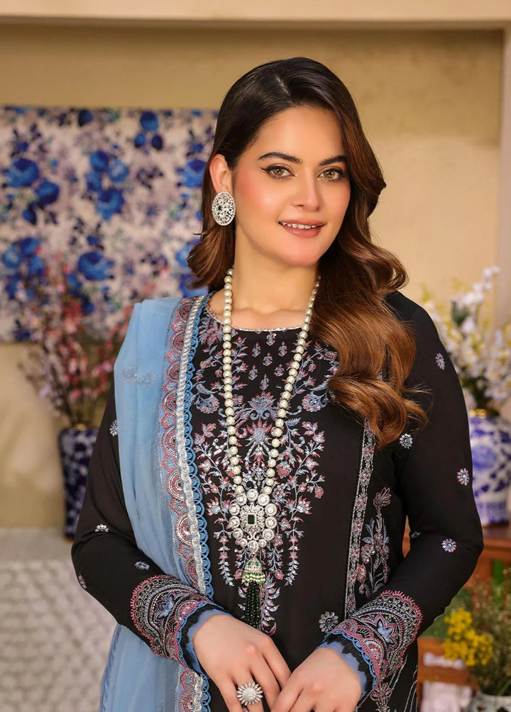 Zarq Barq By Asim Jofa Embroidered Cambric Unstitched Suit 3 Piece AJ23ZB AJZB-09 - Eid Collection