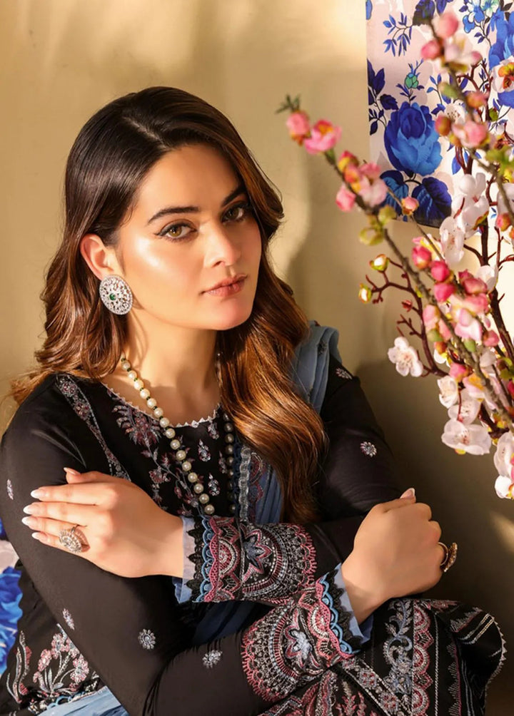 Zarq Barq By Asim Jofa Embroidered Cambric Unstitched Suit 3 Piece AJ23ZB AJZB-09 - Eid Collection