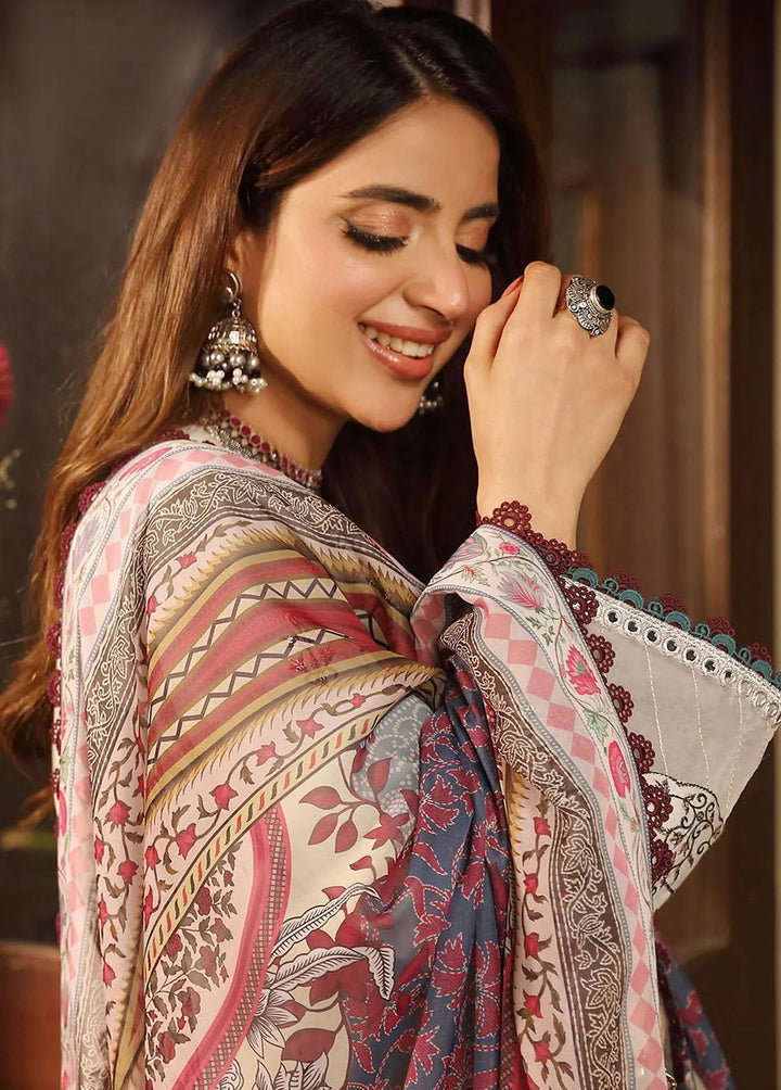 Zarq Barq By Asim Jofa Embroidered Cambric Unstitched Suit 3 Piece AJ23ZB AJZB-10 - Eid Collection