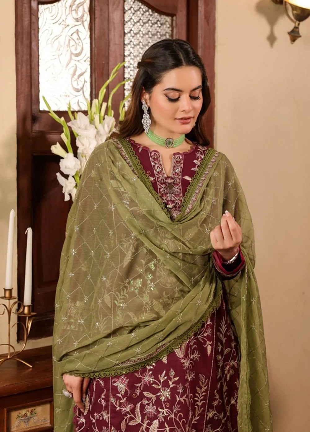 Zarq Barq By Asim Jofa Embroidered Cambric Unstitched Suit 3 Piece AJ23ZB AJZB-11 - Eid Collection