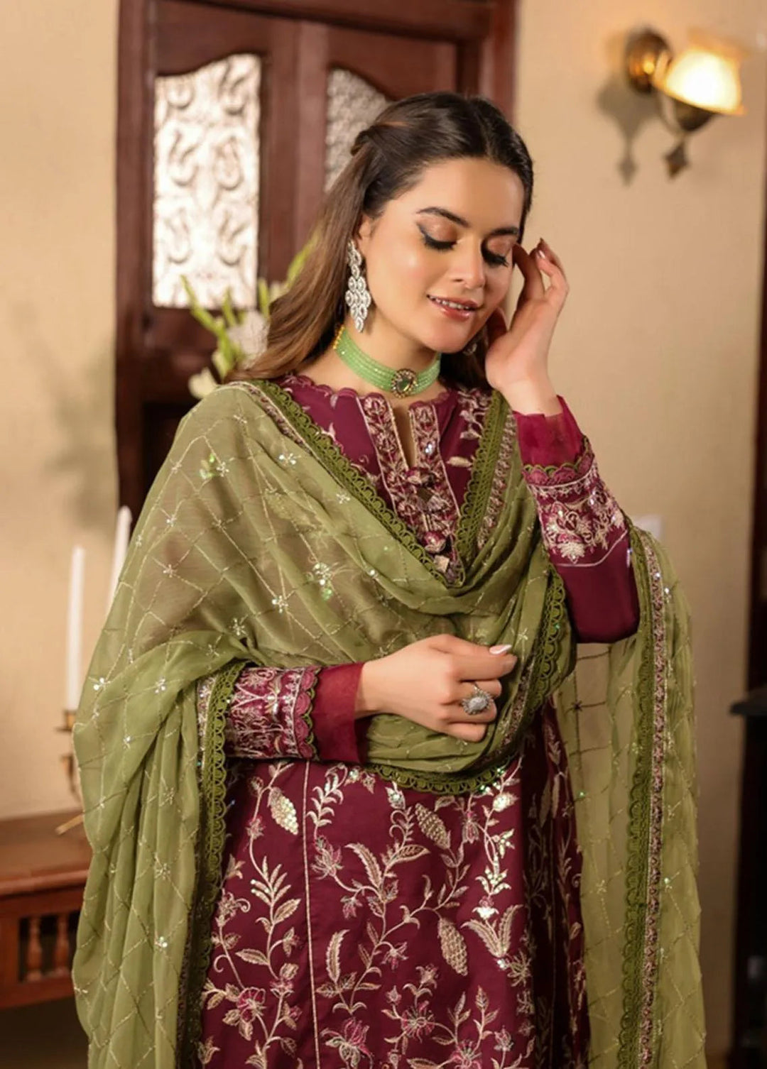 Zarq Barq By Asim Jofa Embroidered Cambric Unstitched Suit 3 Piece AJ23ZB AJZB-11 - Eid Collection