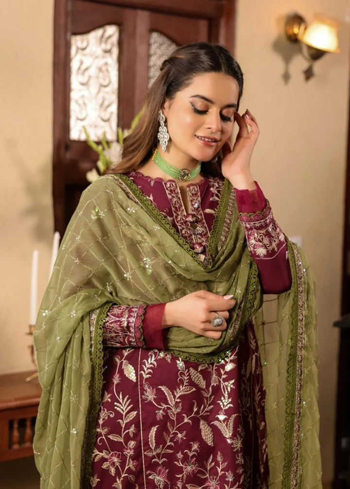 Zarq Barq By Asim Jofa Embroidered Cambric Unstitched Suit 3 Piece AJ23ZB AJZB-11 - Eid Collection