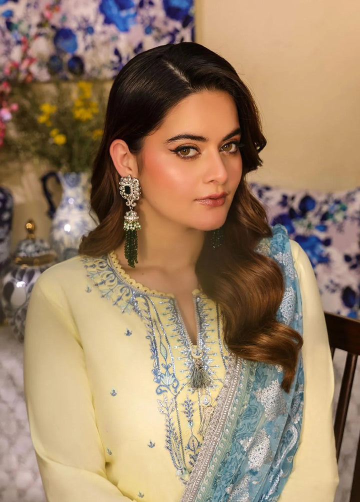 Zarq Barq By Asim Jofa Embroidered Cambric Unstitched Suit 3 Piece AJ23ZB AJZB-17 - Eid Collection