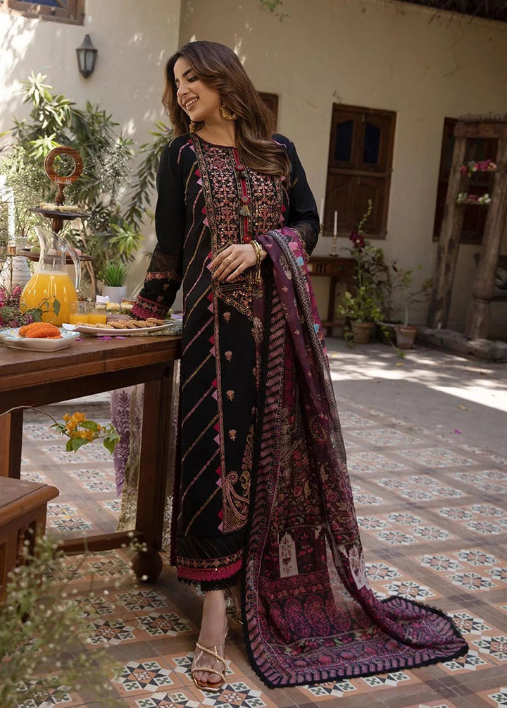 Zarq Barq By Asim Jofa Embroidered Cambric Unstitched Suit 3 Piece AJ23ZB AJZB-18 - Eid Collection