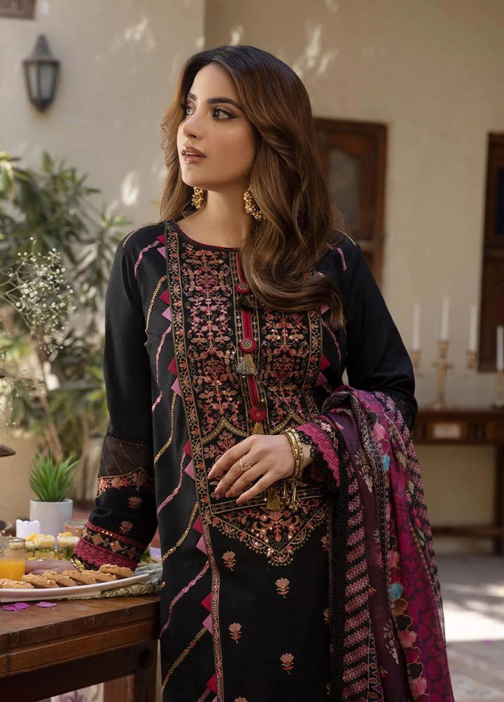 Zarq Barq By Asim Jofa Embroidered Cambric Unstitched Suit 3 Piece AJ23ZB AJZB-18 - Eid Collection