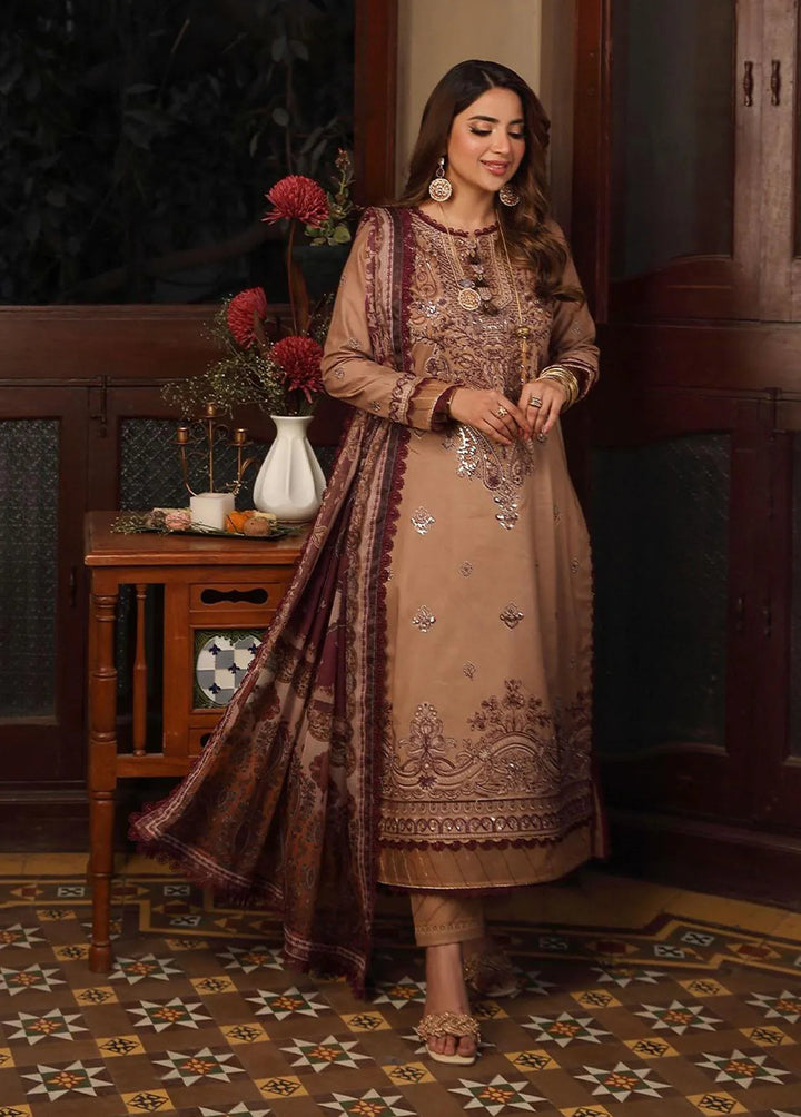 Zarq Barq By Asim Jofa Embroidered Cambric Unstitched Suit 3 Piece AJ23ZB AJZB-20 - Eid Collection