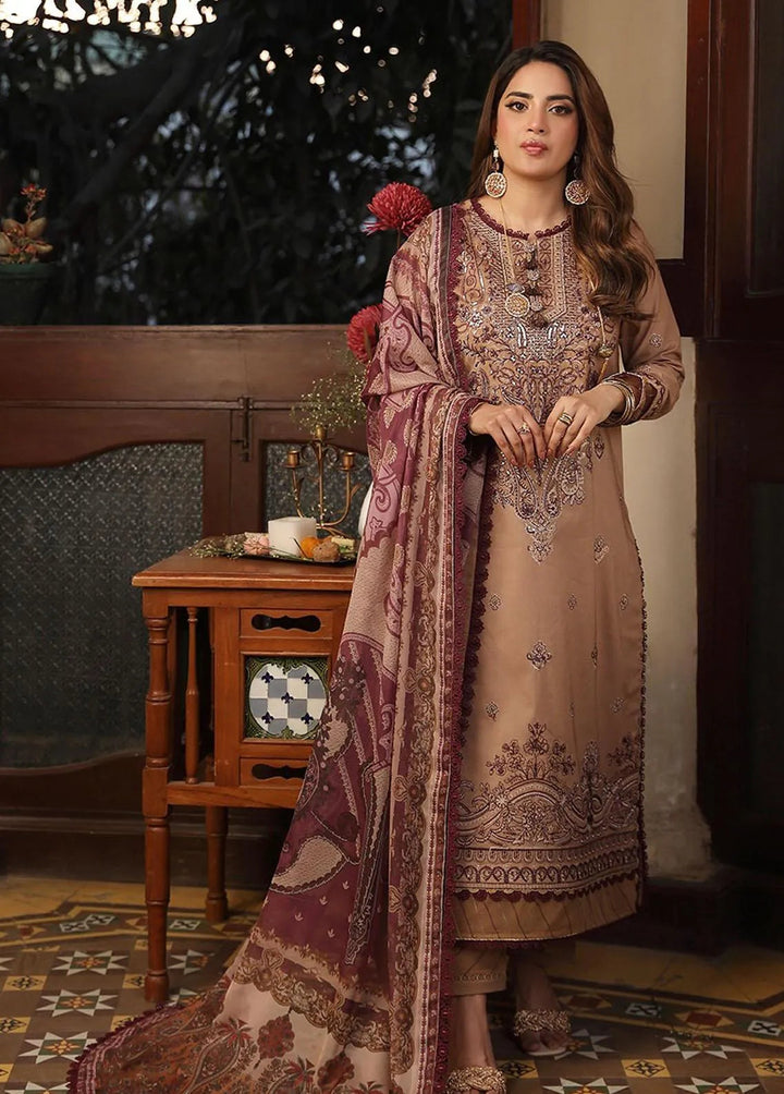 Zarq Barq By Asim Jofa Embroidered Cambric Unstitched Suit 3 Piece AJ23ZB AJZB-20 - Eid Collection