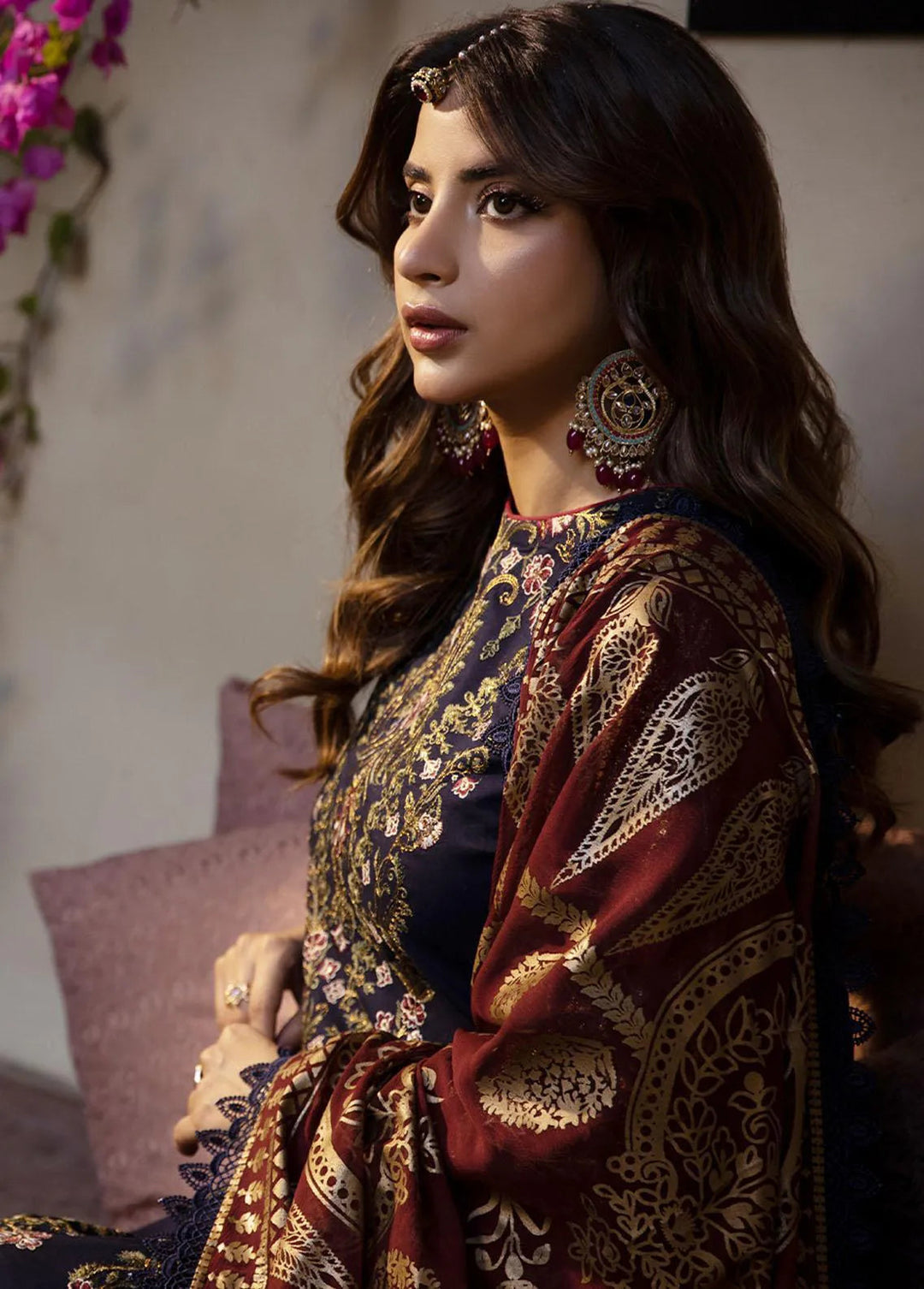 Zarq Barq By Asim Jofa Embroidered Cambric Unstitched Suit 3 Piece AJ23ZB AJZB-22 - Eid Collection