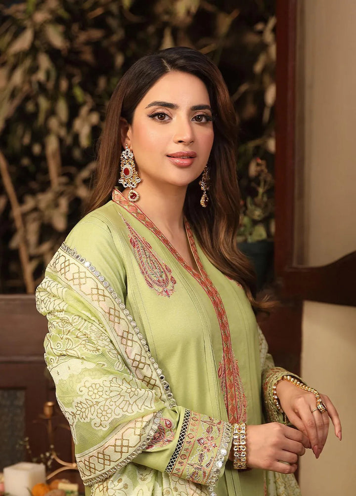 Zarq Barq By Asim Jofa Embroidered Cambric Unstitched Suit 3 Piece AJ23ZB AJZB-24 - Eid Collection