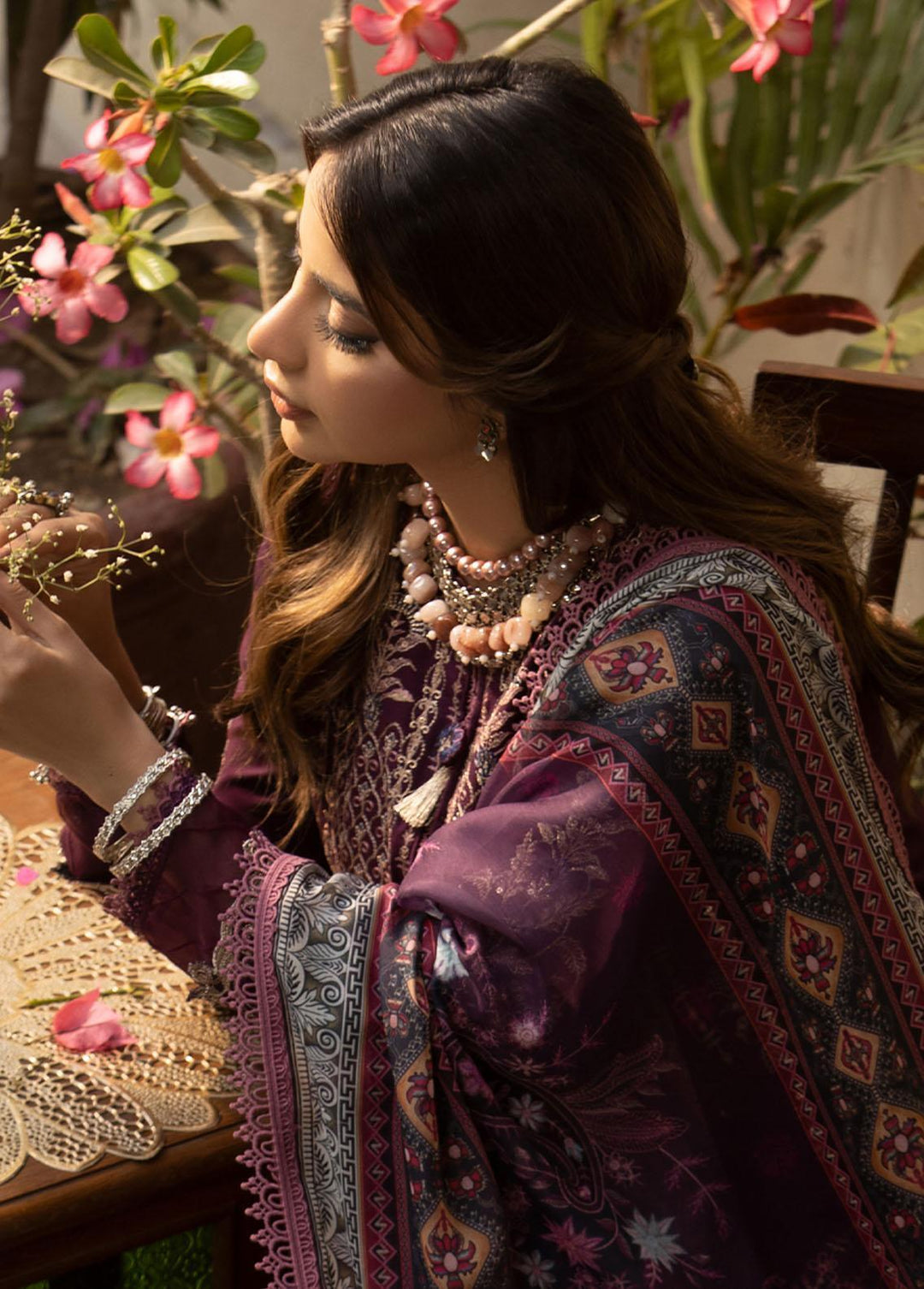 Zarq Barq By Asim Jofa Embroidered Cambric Suits Unstitched 3 Piece AJ23ZB AJZB-02 - Eid Collection