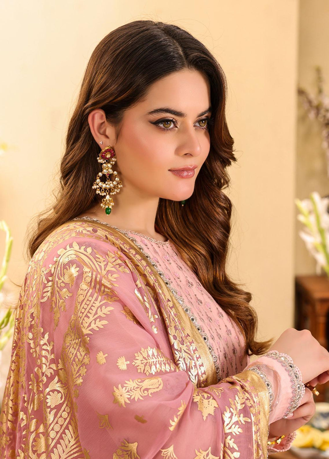 Zarq Barq By Asim Jofa Embroidered Chiffon Suits Unstitched 3 Piece AJ23ZB AJZB-03 - Eid Collection