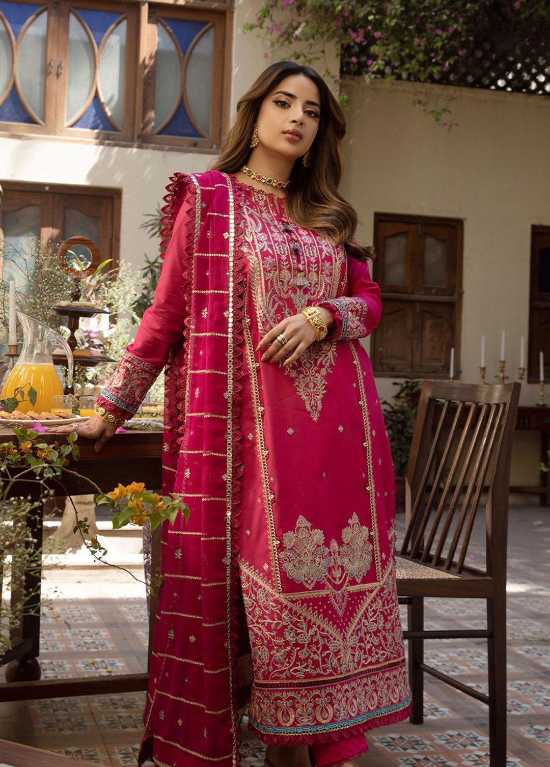 Zarq Barq By Asim Jofa Embroidered Cambric Suits Unstitched 3 Piece AJ23ZB AJZB-04 - Eid Collection