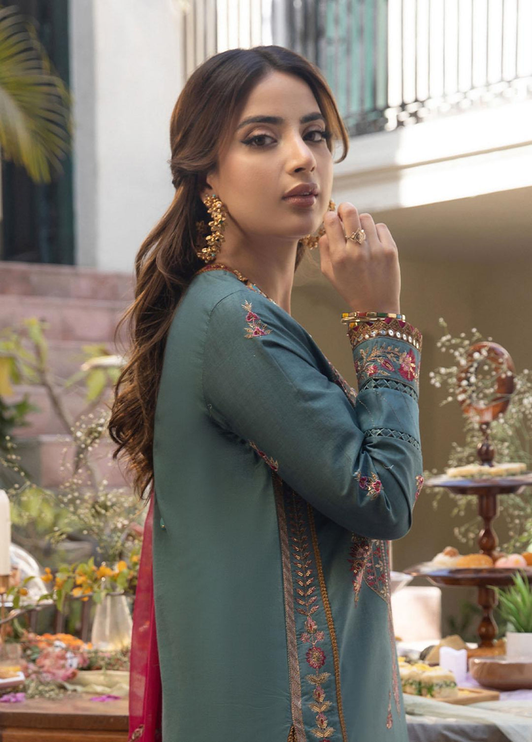 Zarq Barq By Asim Jofa Embroidered Cambric Suits Unstitched 3 Piece AJ23ZB AJZB-06 - Eid Collection