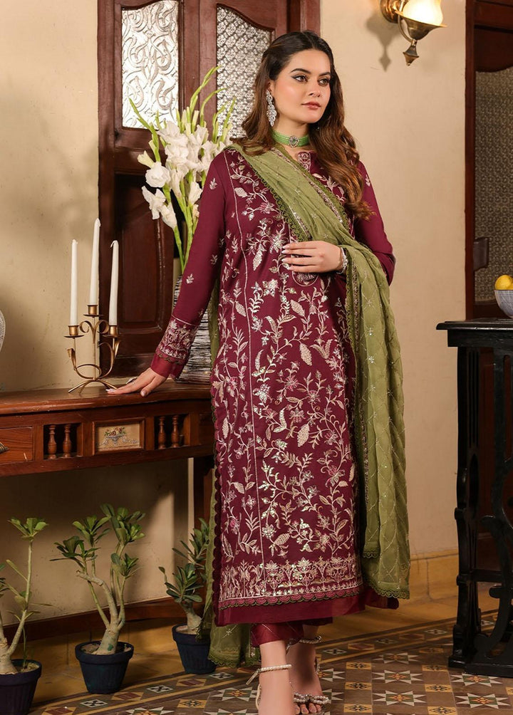 Zarq Barq By Asim Jofa Embroidered Cambric Suits Unstitched 3 Piece AJ23ZB AJZB-11 - Eid Collection