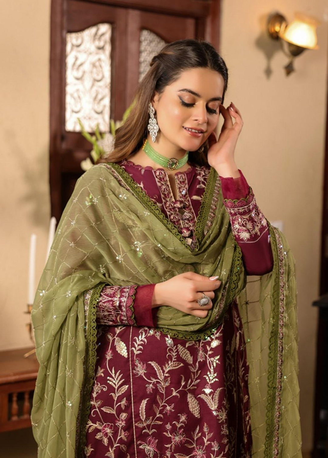 Zarq Barq By Asim Jofa Embroidered Cambric Suits Unstitched 3 Piece AJ23ZB AJZB-11 - Eid Collection