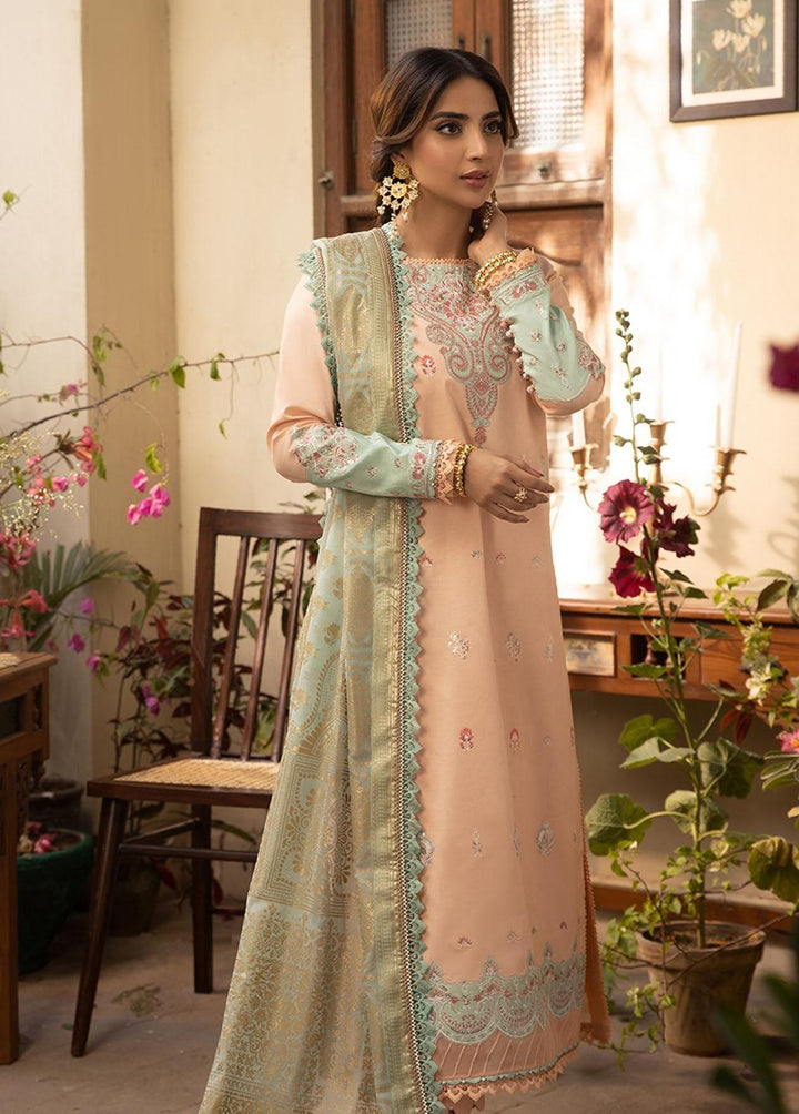 Zarq Barq By Asim Jofa Embroidered Cambric Suits Unstitched 3 Piece AJ23ZB AJZB-16 - Eid Collection
