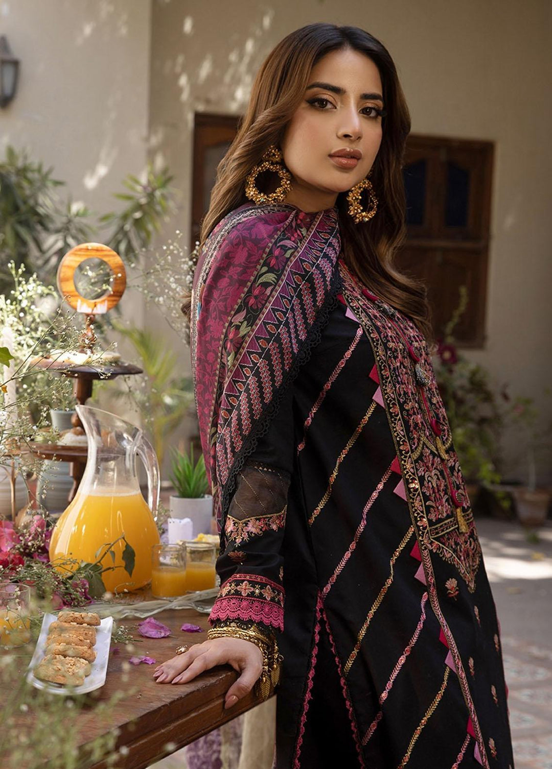 Zarq Barq By Asim Jofa Embroidered Cambric Suits Unstitched 3 Piece AJ23ZB AJZB-18 - Eid Collection
