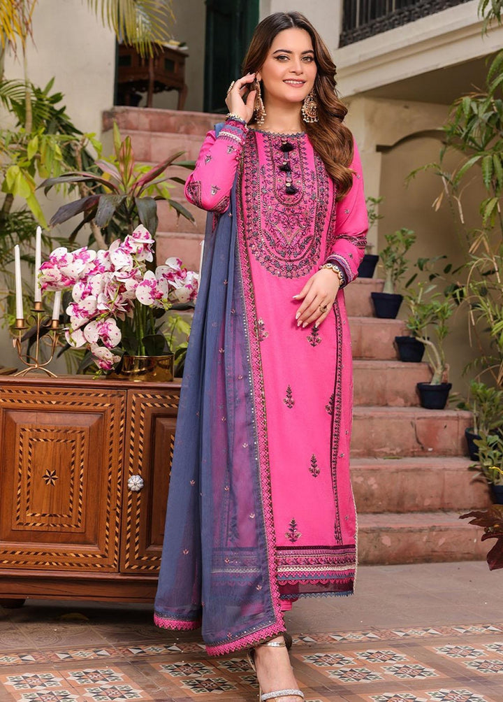 Zarq Barq By Asim Jofa Embroidered Cambric Suits Unstitched 3 Piece AJ23ZB AJZB-19 - Eid Collection