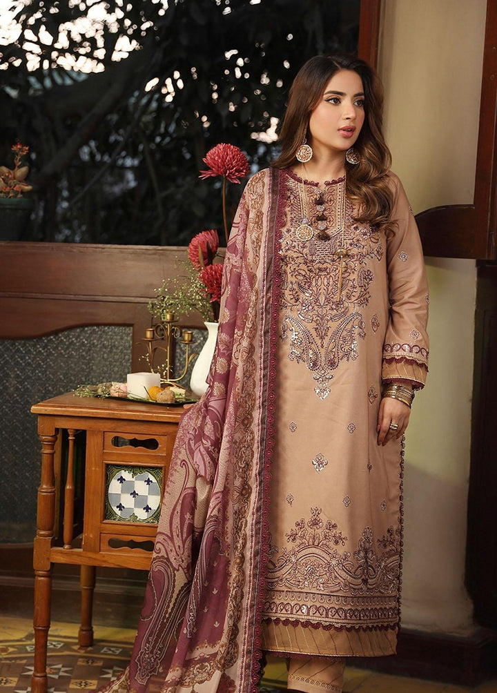 Zarq Barq By Asim Jofa Embroidered Cambric Suits Unstitched 3 Piece AJ23ZB AJZB-20 - Eid Collection