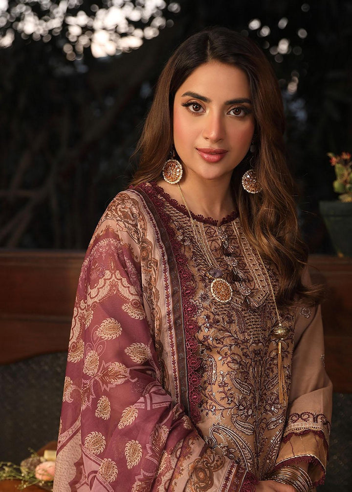 Zarq Barq By Asim Jofa Embroidered Cambric Suits Unstitched 3 Piece AJ23ZB AJZB-20 - Eid Collection