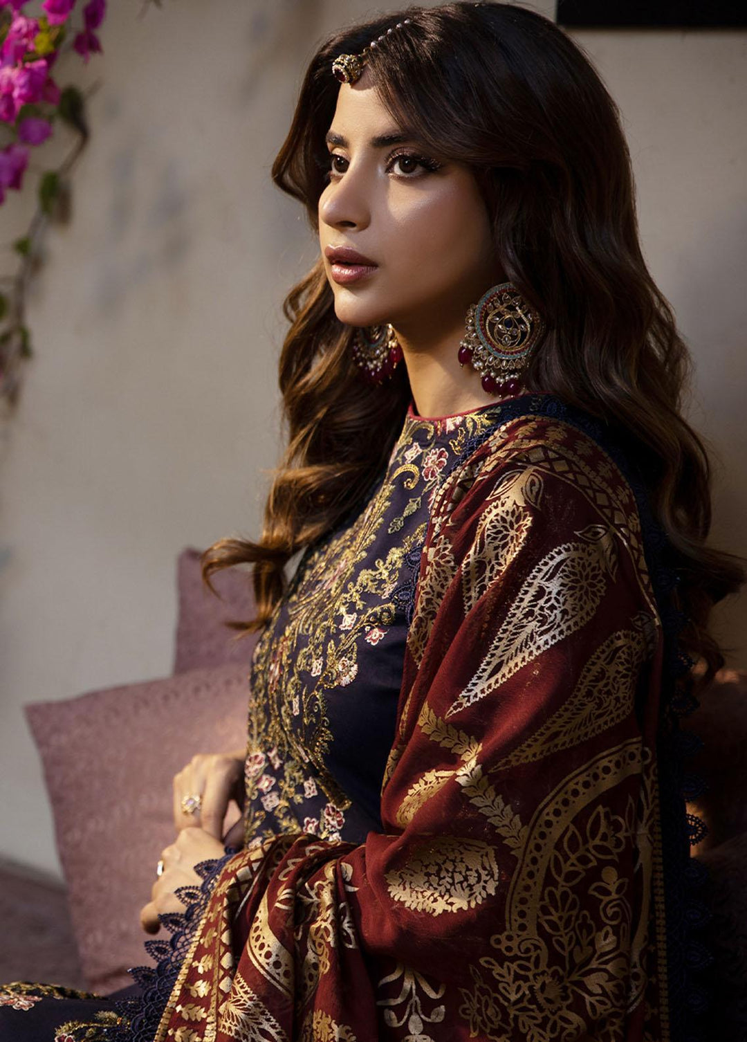 Zarq Barq By Asim Jofa Embroidered Cambric Suits Unstitched 3 Piece AJ23ZB AJZB-22 - Eid Collection