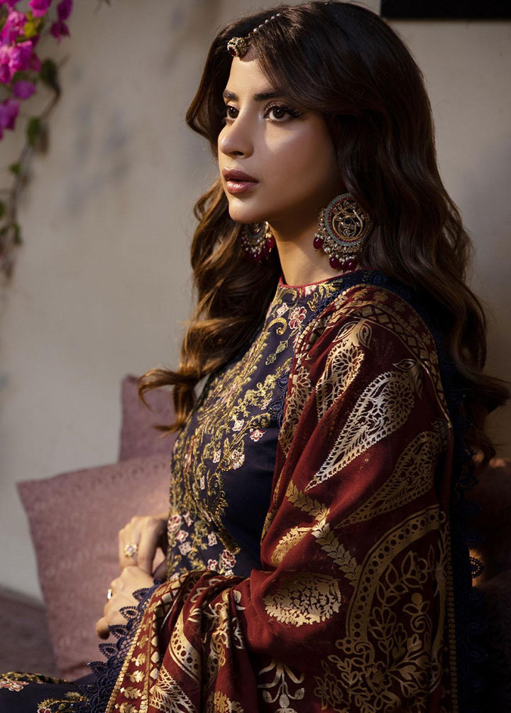 Zarq Barq By Asim Jofa Embroidered Cambric Suits Unstitched 3 Piece AJ23ZB AJZB-22 - Eid Collection