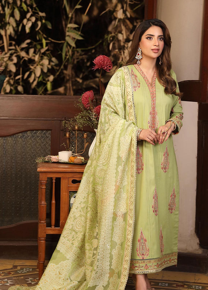 Zarq Barq By Asim Jofa Embroidered Cambric Suits Unstitched 3 Piece AJ23ZB AJZB-24 - Eid Collection