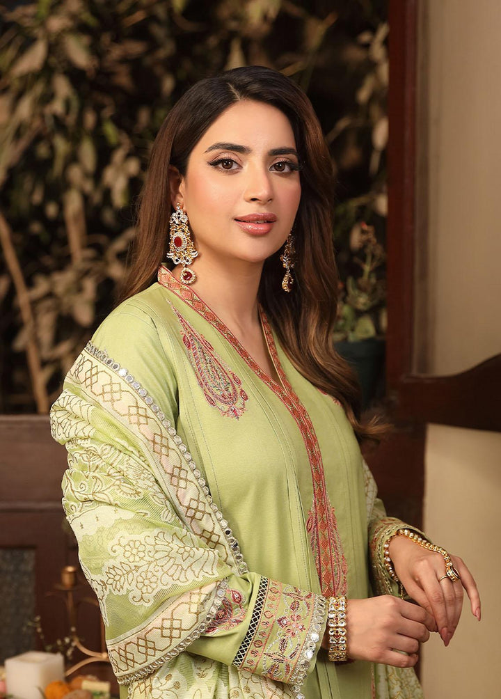 Zarq Barq By Asim Jofa Embroidered Cambric Suits Unstitched 3 Piece AJ23ZB AJZB-24 - Eid Collection