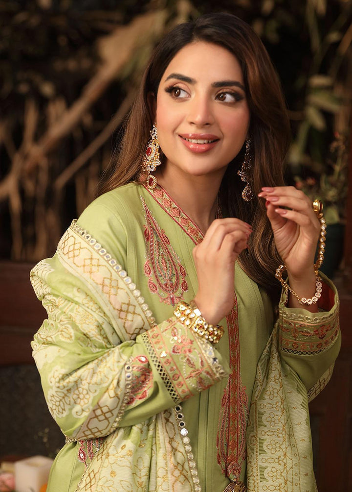 Zarq Barq By Asim Jofa Embroidered Cambric Suits Unstitched 3 Piece AJ23ZB AJZB-24 - Eid Collection