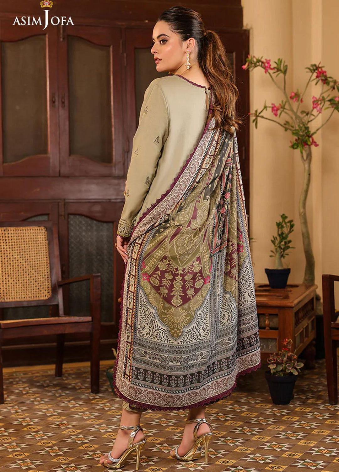 Zarq Barq By Asim Jofa Embroidered Cambric Suits Unstitched 3 Piece AJ23ZB AJZB-25 - Eid Collection