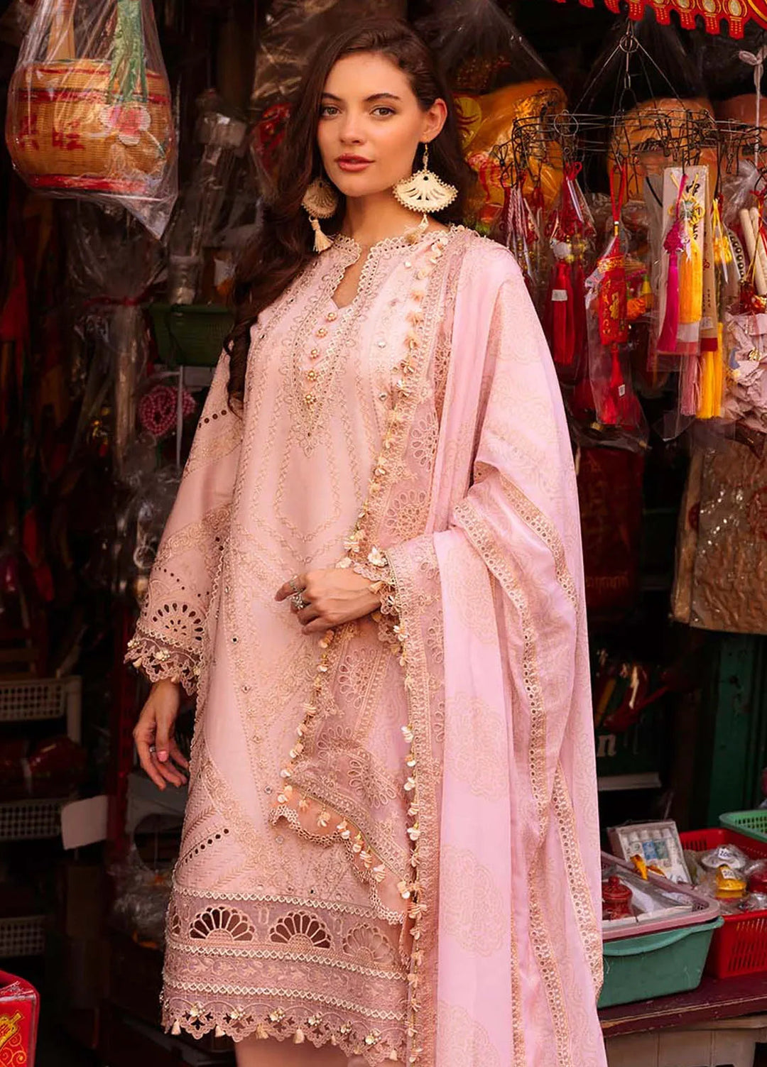Zarqash Embroidered Lawn Suit Unstitched 3 Piece ZRQ25LL ZQLU 008 Rose Marry - Summer Collection
