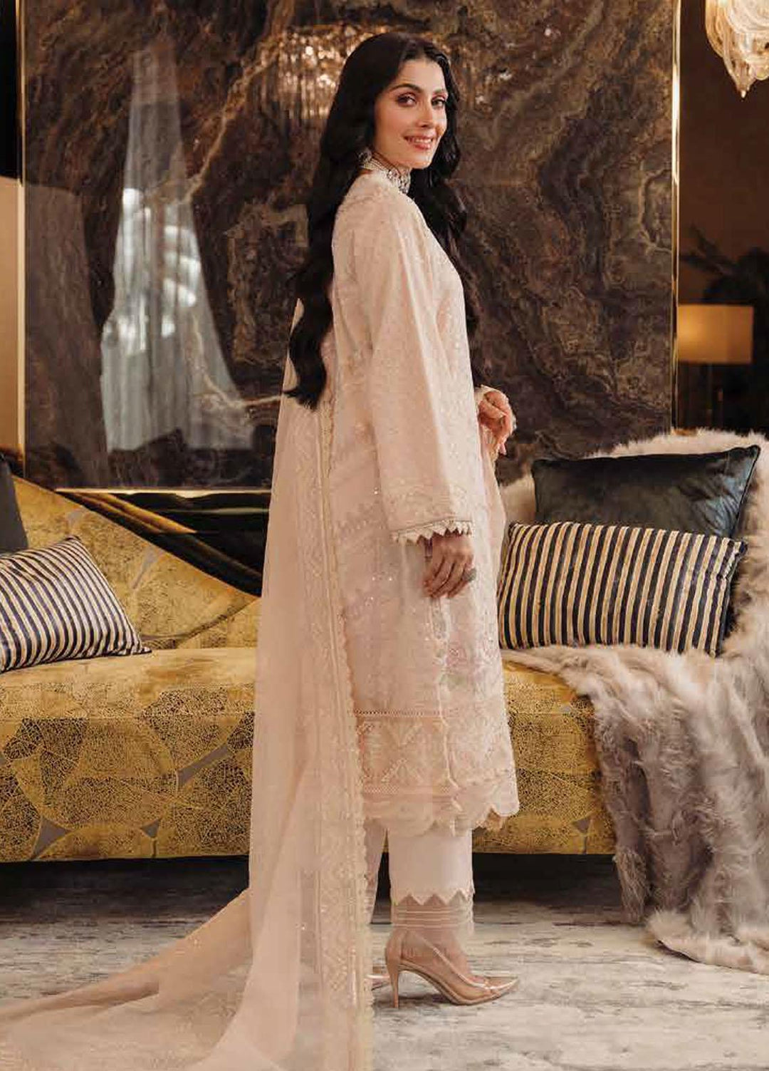 Zarqash Embroidered Lawn Suits Unstitched 3 Piece ZRQ23LL ZQL-002 Anaya - Luxury Collection