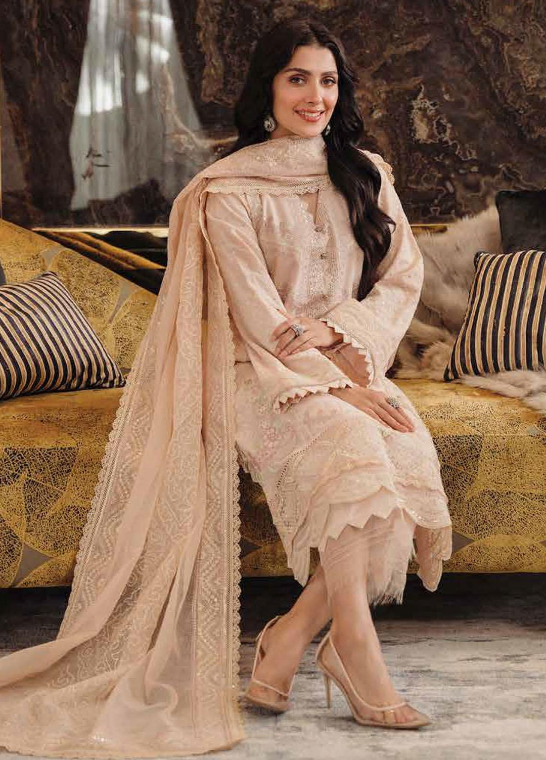 Zarqash Embroidered Lawn Suits Unstitched 3 Piece ZRQ23LL ZQL-002 Anaya - Luxury Collection