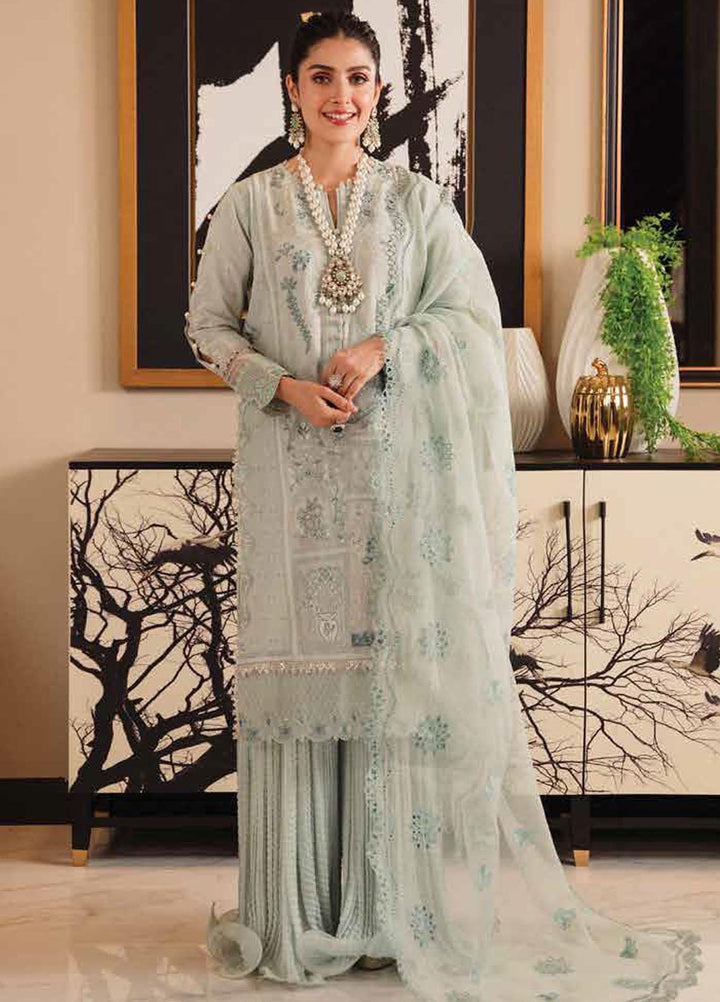 Zarqash Embroidered Lawn Suits Unstitched 3 Piece ZRQ23LL ZQL-003 Ella - Luxury Collection