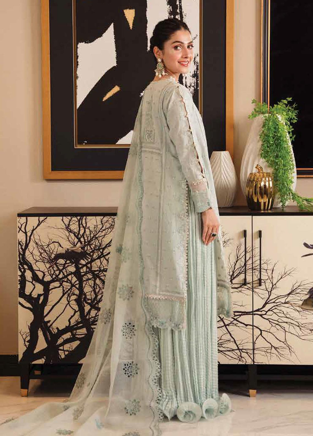 Zarqash Embroidered Lawn Suits Unstitched 3 Piece ZRQ23LL ZQL-003 Ella - Luxury Collection
