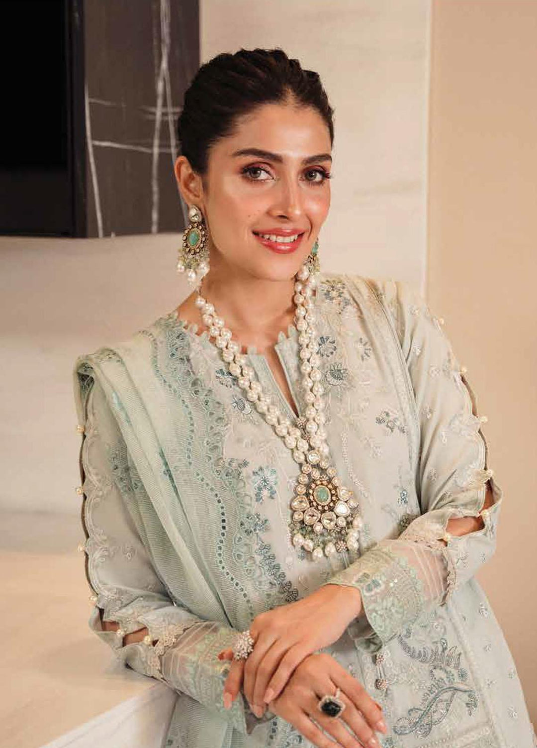 Zarqash Embroidered Lawn Suits Unstitched 3 Piece ZRQ23LL ZQL-003 Ella - Luxury Collection