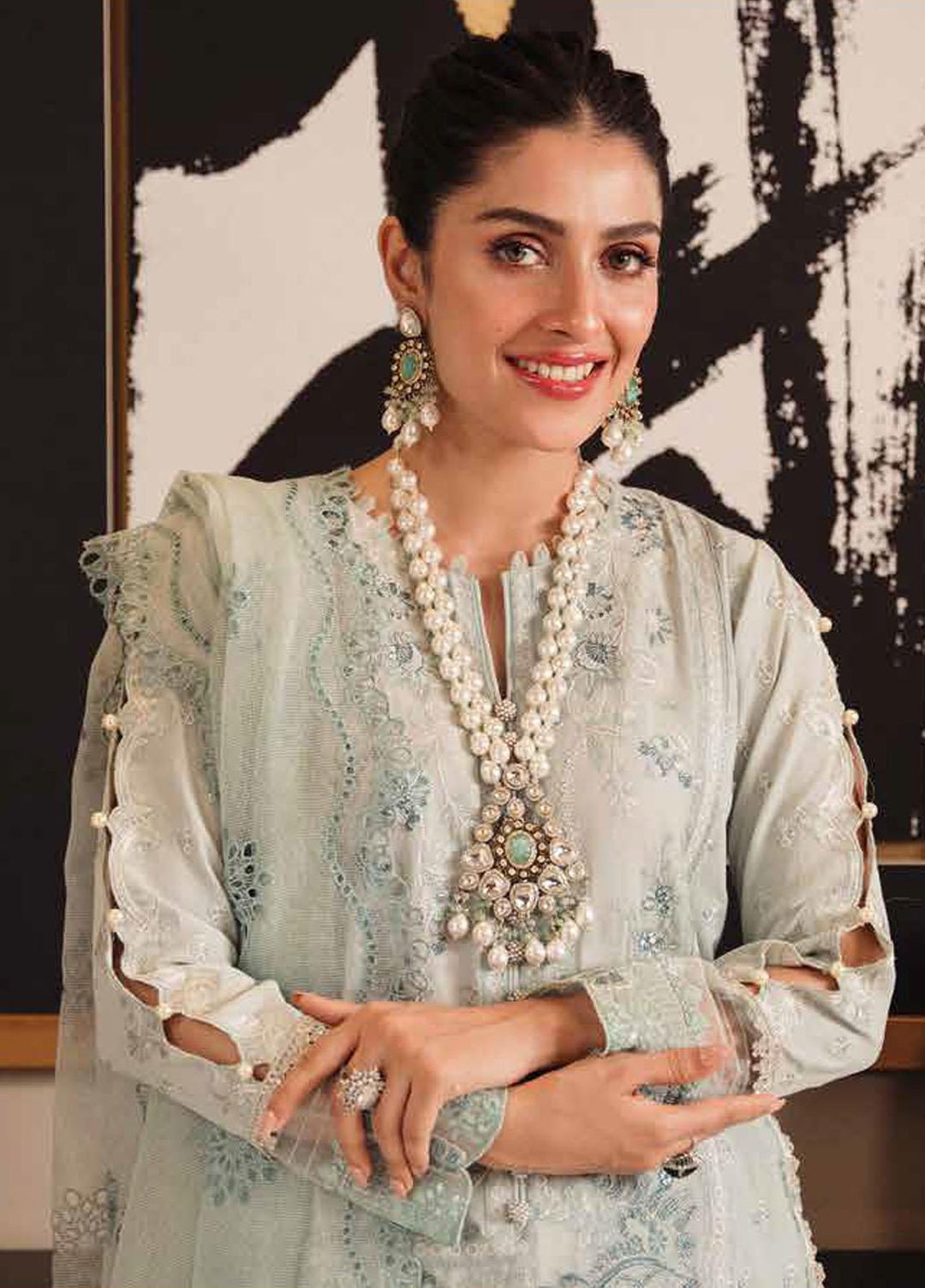 Zarqash Embroidered Lawn Suits Unstitched 3 Piece ZRQ23LL ZQL-003 Ella - Luxury Collection