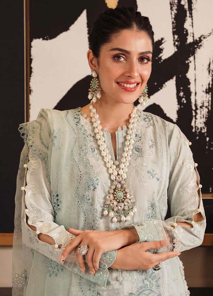 Zarqash Embroidered Lawn Suits Unstitched 3 Piece ZRQ23LL ZQL-003 Ella - Luxury Collection