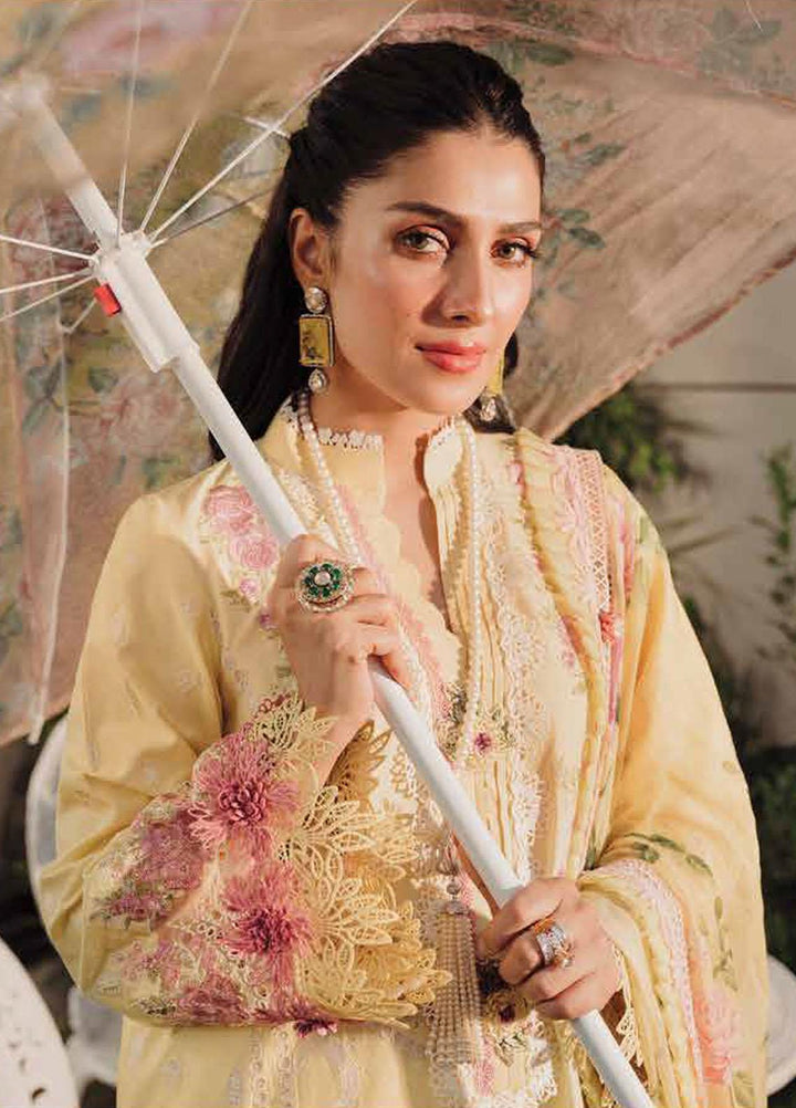 Zarqash Embroidered Lawn Suits Unstitched 3 Piece ZRQ23LL ZQL-009 Rosella - Luxury Collection