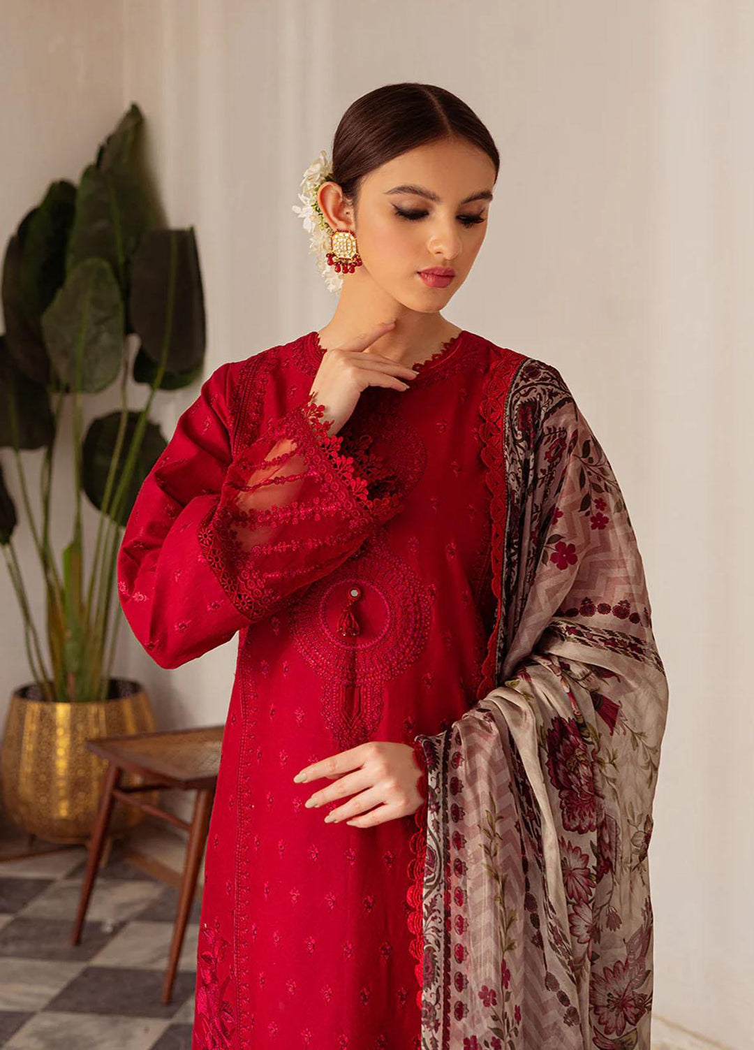 Tresor Luxe By Zarqash Embroidered Lawn Suits Unstitched 3 Piece ZRQ23T ZQ 10A - Luxury Collection